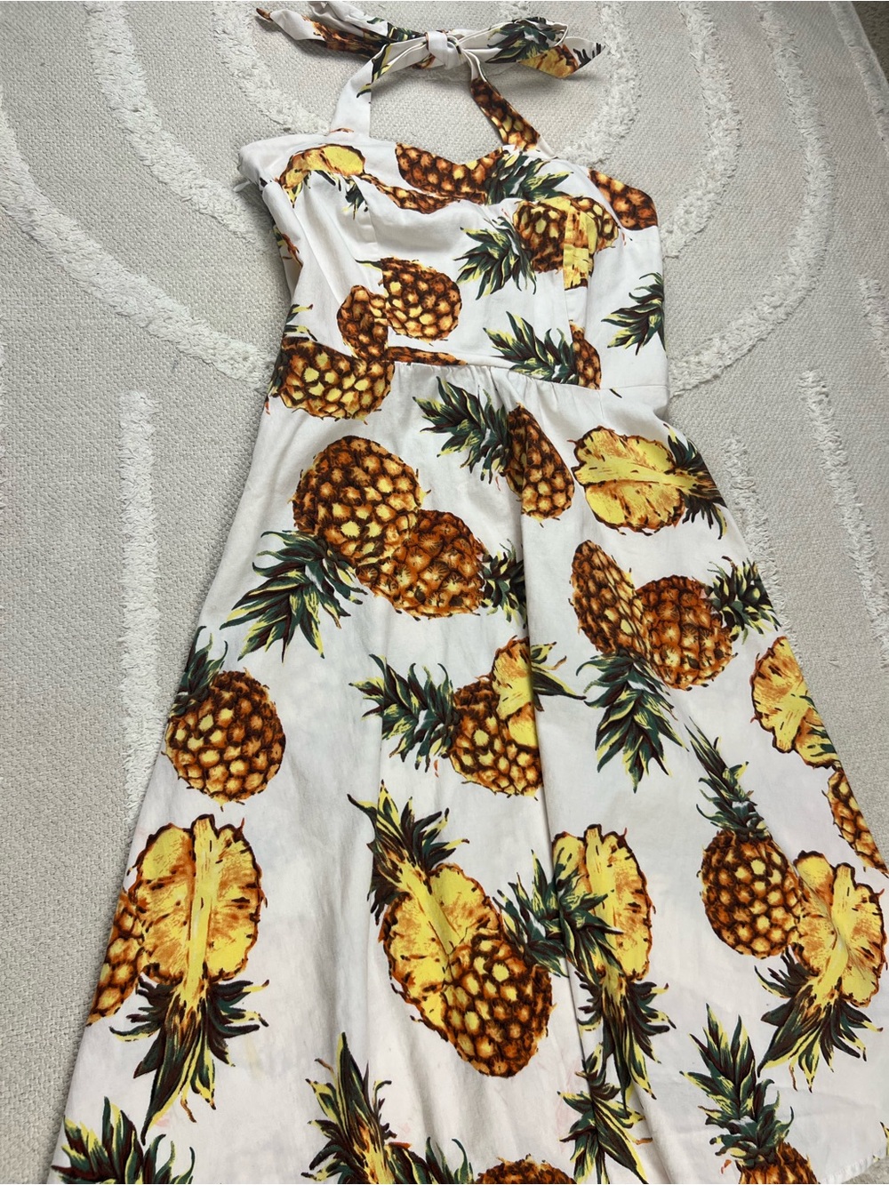 topdress Halter Dress Pineapple Print Retro Mini Dress Size S